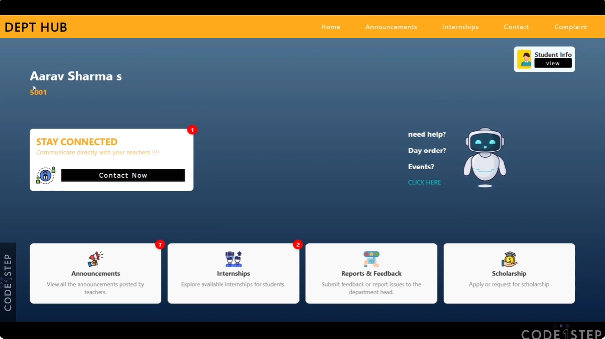 Web platform for education and collaboration built with interactive UI by Code1Step